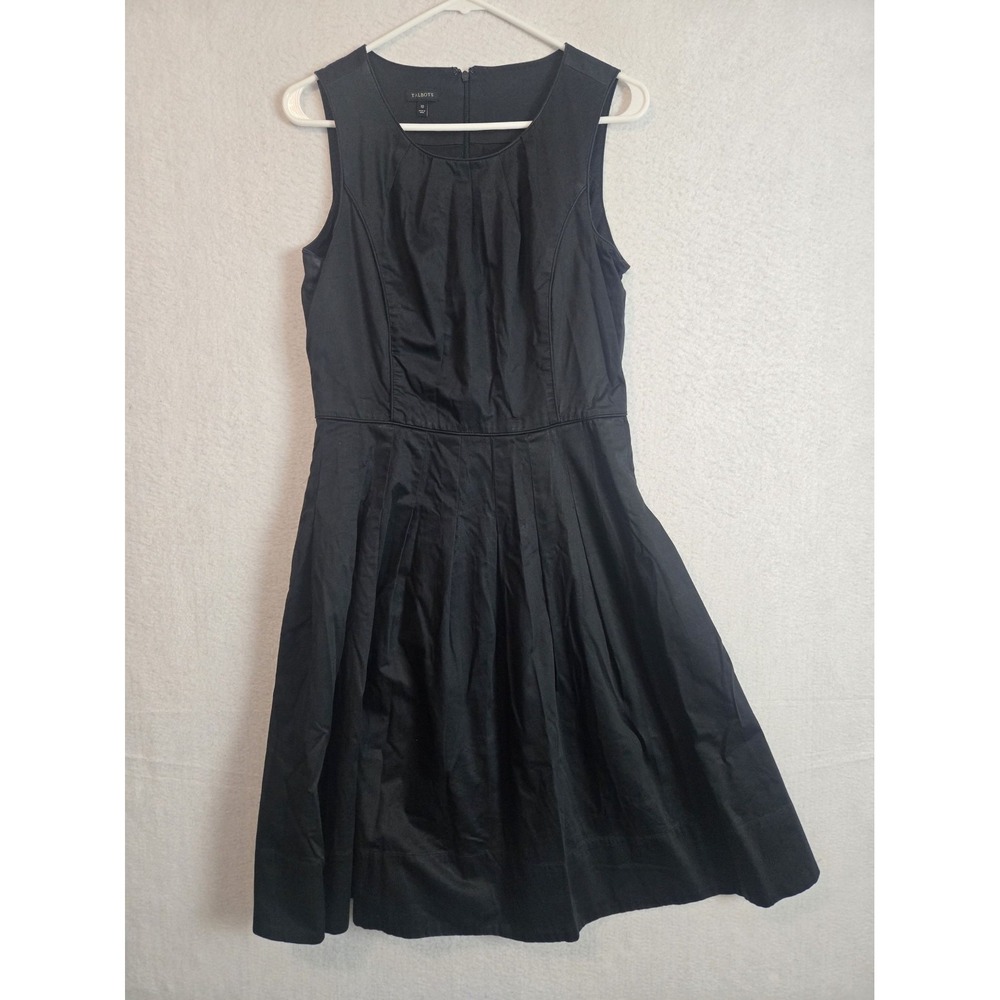Talbots Black Sleeveless Fit Flare Dress Size 10 Cotton Blend